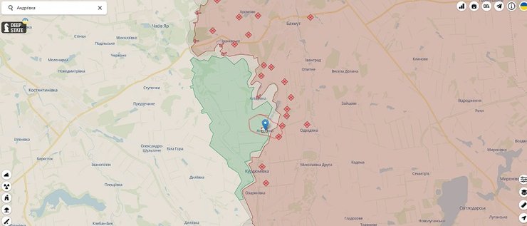 Продвижение ВС РФ в Андреевке Донецкой области