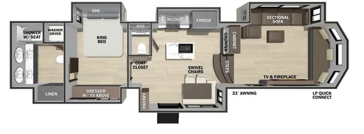 Как выглядит внутри трейлер Cedar Creek 413FWC