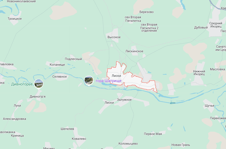 Город Лиски на карте