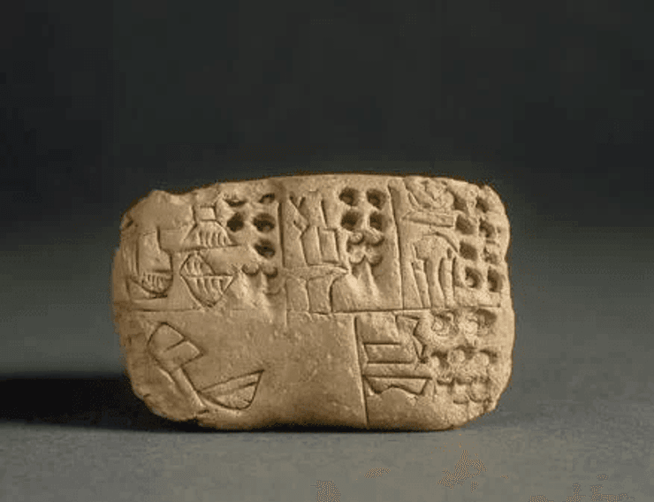 клинописная табличка, надписи, стол, фото