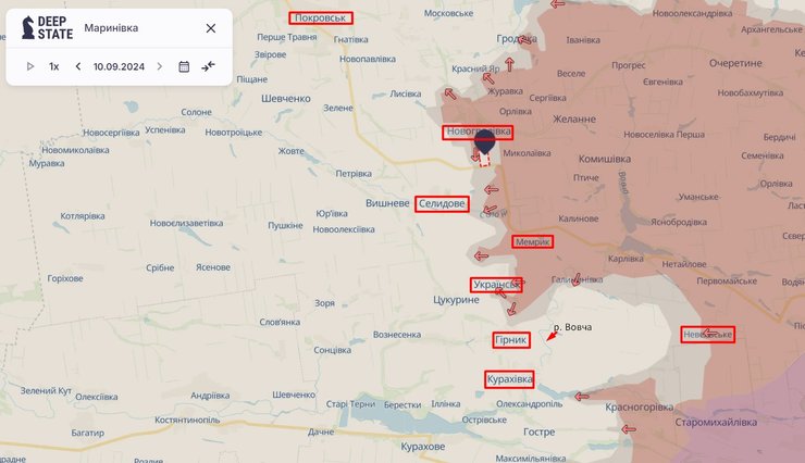 Бои на Донбассе, Мартыновка, Покровск, Селидово, 11 сентября, карта, DeepState