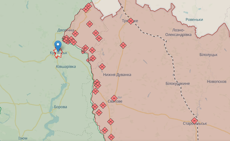 Купянск, Купянск на карте Украины, карта боевых действий