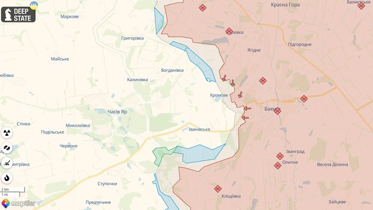 Карта боїв за Бахмут