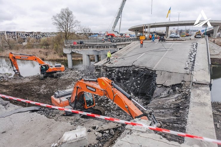 мост через Ирпень, мост в Стоянке, трасса Киев-Чоп, Житомирская трасса, временная переправа через Ирпень