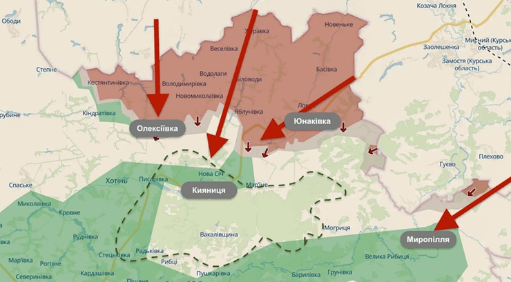 Сумское направление январь 2026 карта боев Сумская область