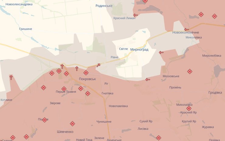 Ситуация в Покровске по данным DeepState