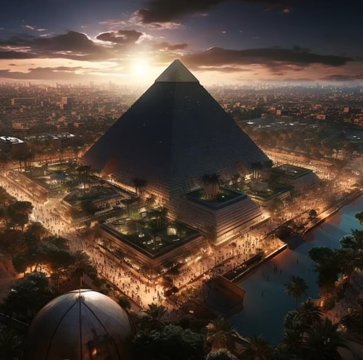 пирамида хеопса, Древний Египет, археология, Семь чудес света, чудо света, Midjourney