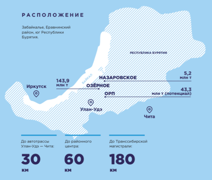 Бурятия, комбинат Озерный, карта