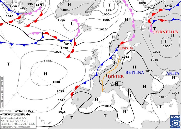 Диденко показала атмосферные фронты на 2 июля