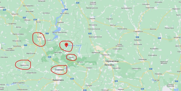 Врагу удалось овладеть северной окраиной населенного пункта Шандриголово (обозначен красным курсором)