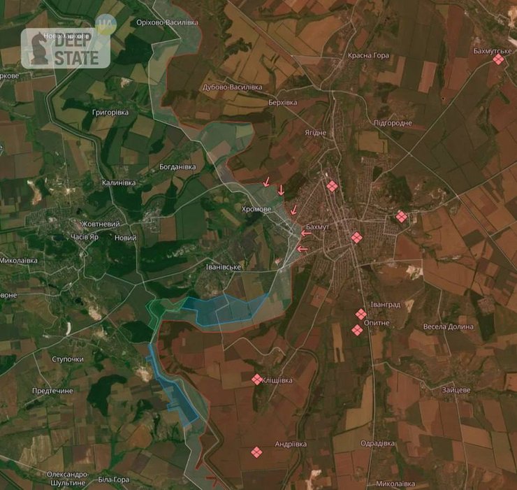 карта deep state бахмут, карта deep state, бої бахмут