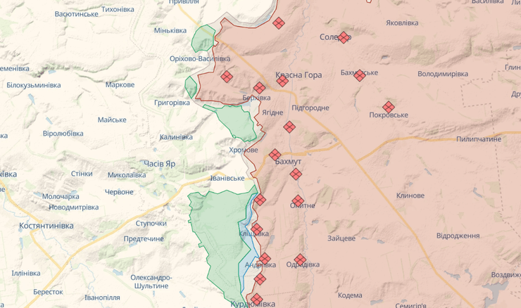 Бахмутское направление, карта боев, deepstate