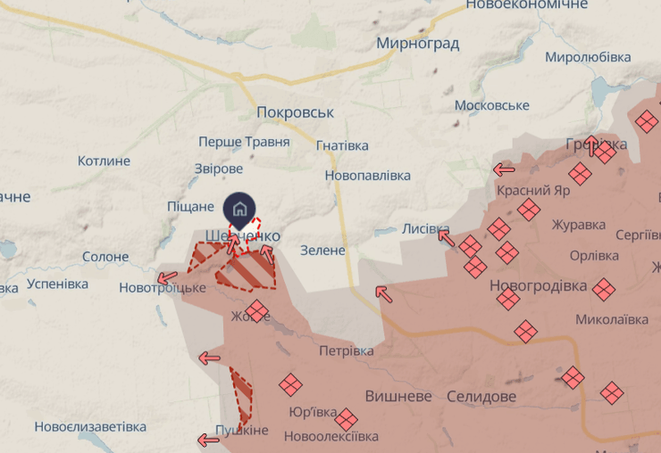 Ситуация вблизи Покровска по состоянию на 9 декабря