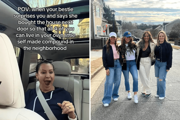 4 подруги, подруги купили дом, детская мечта, мечтали жить рядом, четверо подруг купили дом, живут на одной улице, стали соседками, соцсети