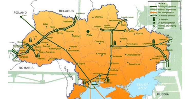 Схема трубопроводу "Дружба" через Броди