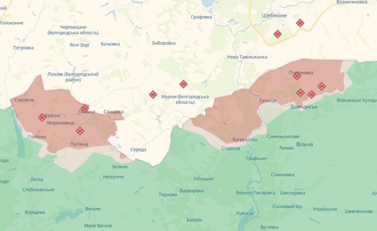 ВС РФ в Белгородской области, Белгородская область, DeepState, карта DeepState, российско-украинская граница, DeepState