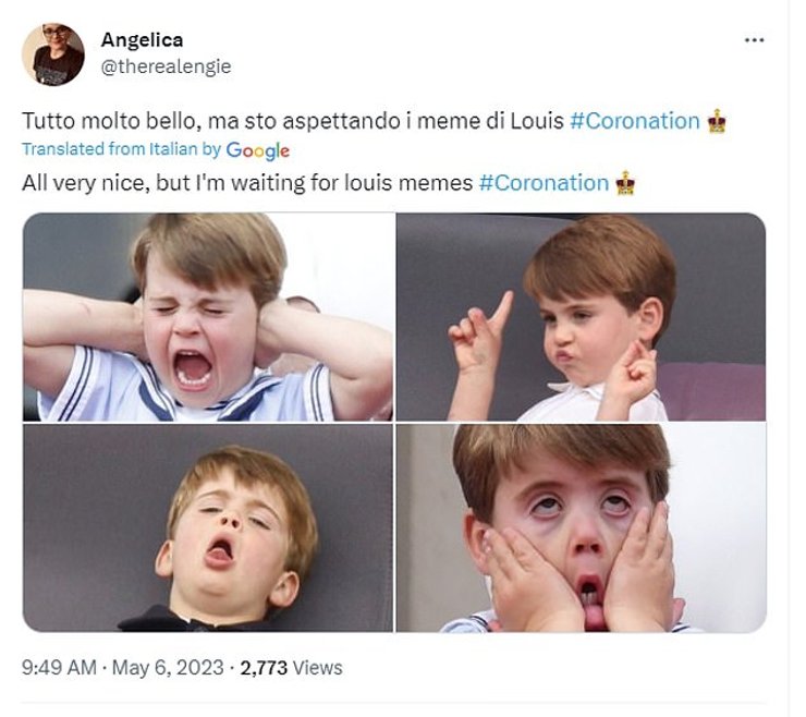 Принц Луи на коронации Чарльза