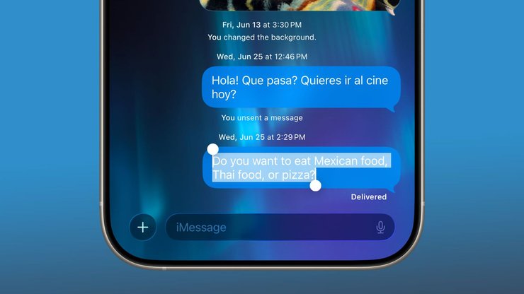 копирование сообщений messages apple ios 26