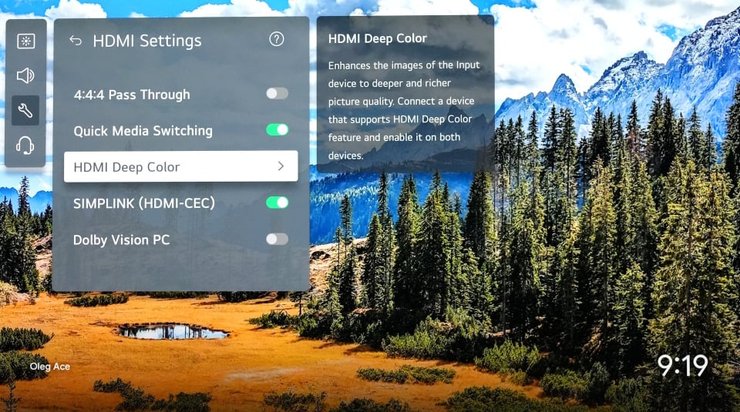 Налаштування HDMI Deep Color у webOS від LG