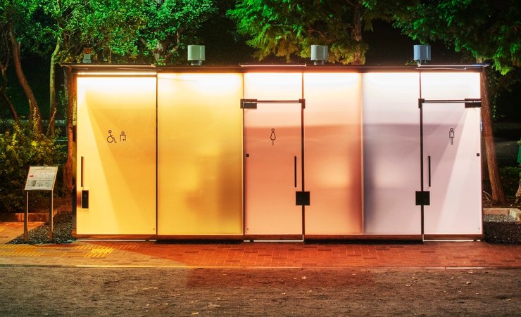 Общественная уборная, токио, дизайнерский туалет, общественный туалет, япония, туалет