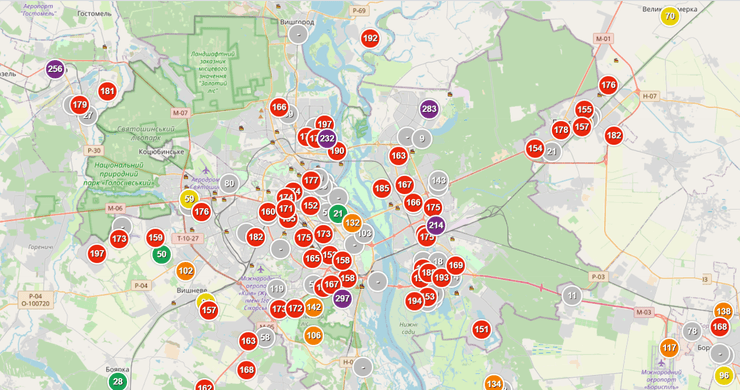 киев, воздух, карта