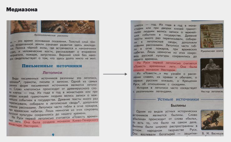 Страница российского учебника истории