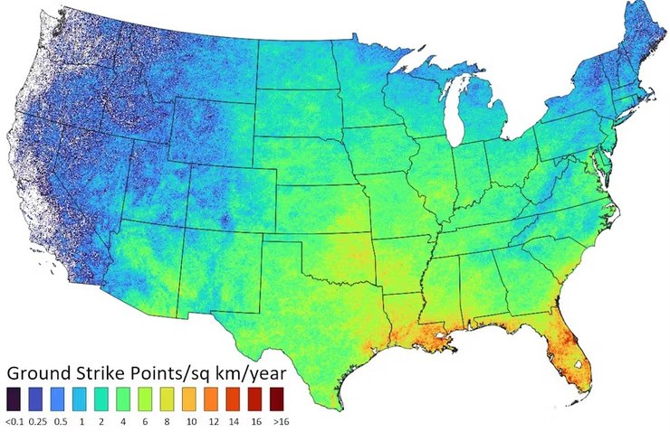 удари блискавки карта