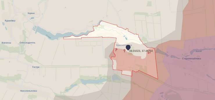 Бої на сході, Красногорівка, Донецька область, Курохове, карта, 15 липня