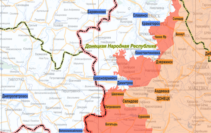 карта боевых действий Донбасс от минобороны РФ