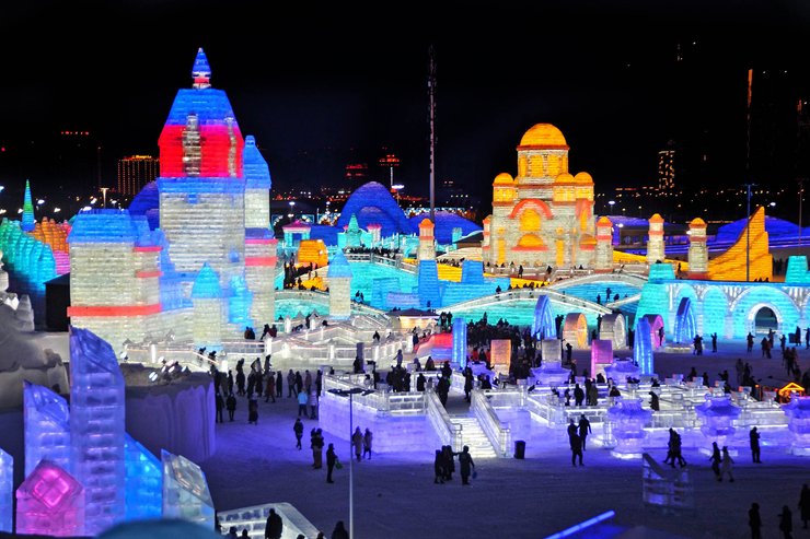 ледяной парк, Китай, фестиваль скульптур из снега и льда