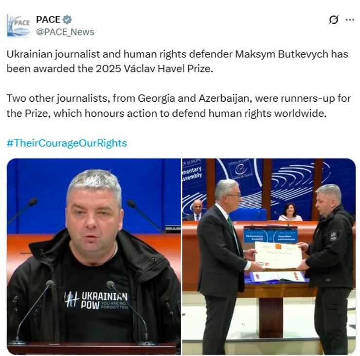 Максим Буткевич получил премию имени Вацлава Гавела