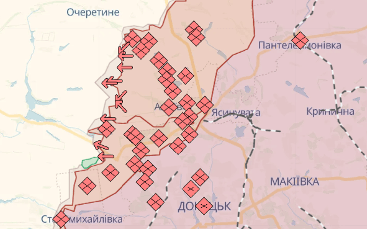 Ситуация на Авдеевском направлении по состоянию на 1 марта. Карта DeepState