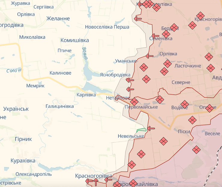 Карта боевых действий на Донбассе