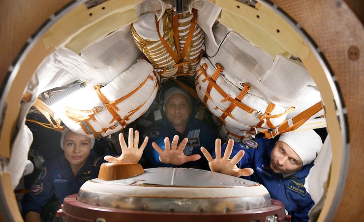 Юлия Пересильд, Клим Шипенко, Антон Шкаплеров, съемки фильма в космосе, съемки фильма на МКС