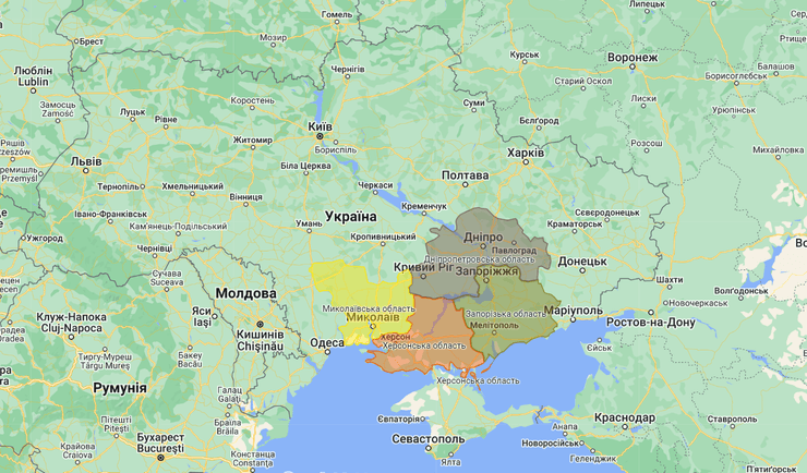 Запорожская АЭС, авария на ЗАЭС, области возле ЗАЭС