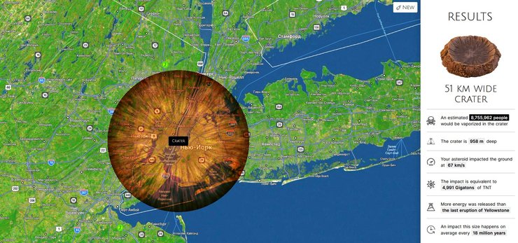 падіння астероїда на Нью-Йорк