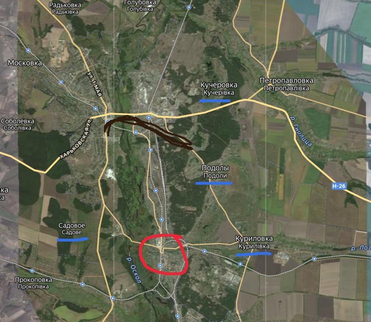 Мапа боїв за Куп'янськ від Z-каналу