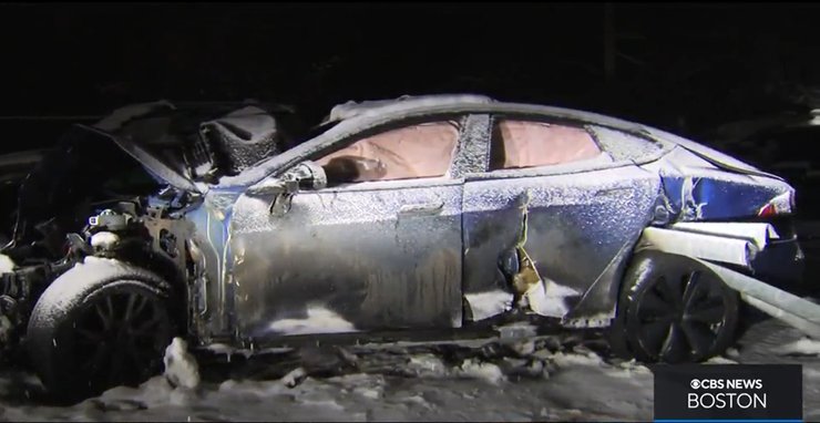 ДТП Тесла, пожар Тесла, электромобиль Tesla, Tesla Model S, пожар Tesla
