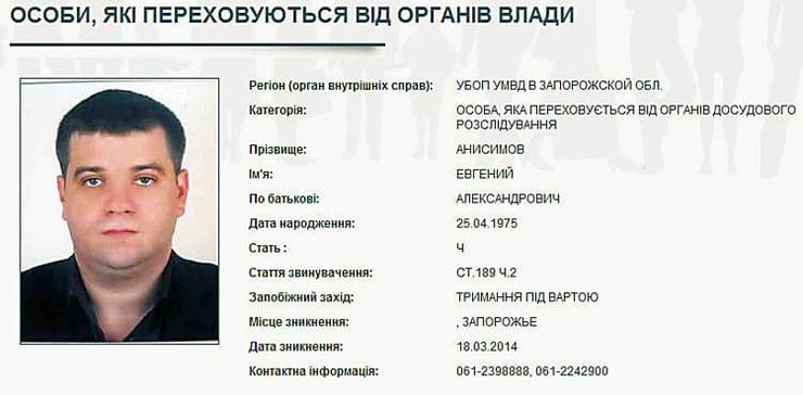 анисимов, розыск