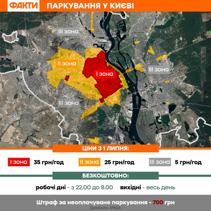 Карта зон парковок в Киеве