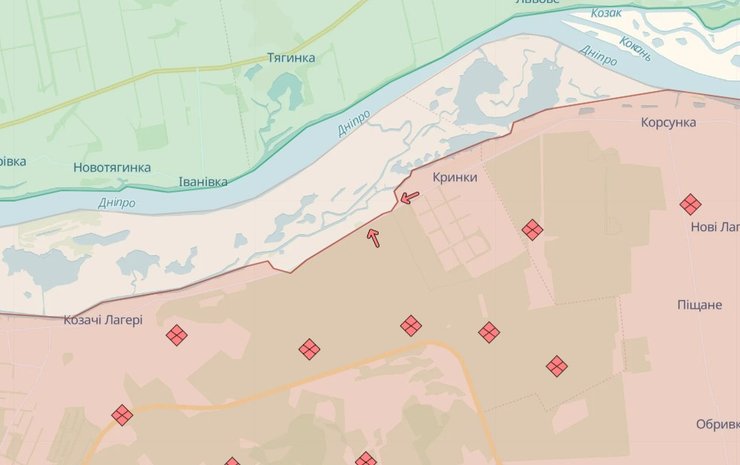 Таврический отрезок, карта боевых действий