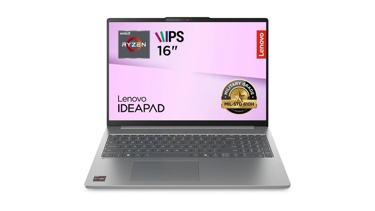 Ноутбук Lenovo IdeaPad Slim 5 16ARP10 (83HU004MRA) Luna Grey / 16" IPS WUXGA / AMD Ryzen 5 7535HS / RAM 16 ГБ / SSD 512 ГБ / Підсвітка клавіатури / Зарядка по USB