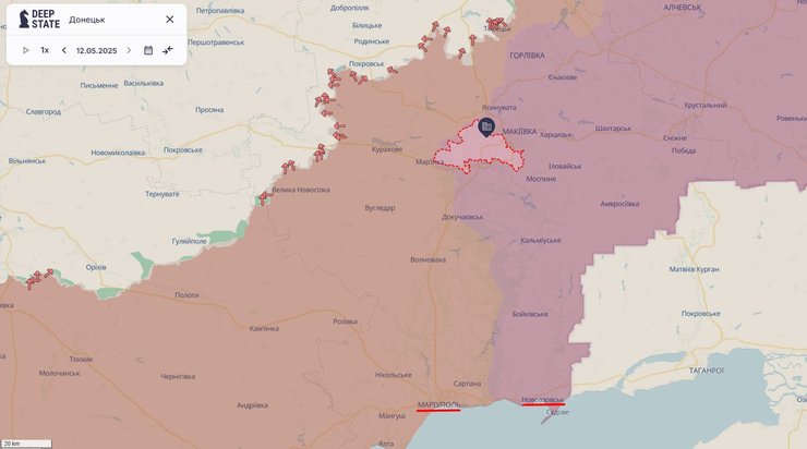 Ситуация на Донбассе, Мариуполь, маршрут, трасса, машины ВС РФ, 13 мая