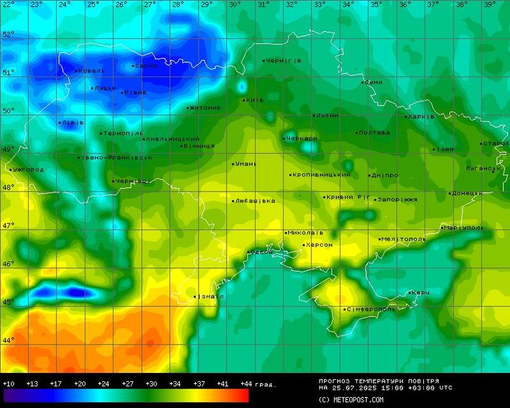 Прогноз температури в Україні на п'ятницю 25 липня