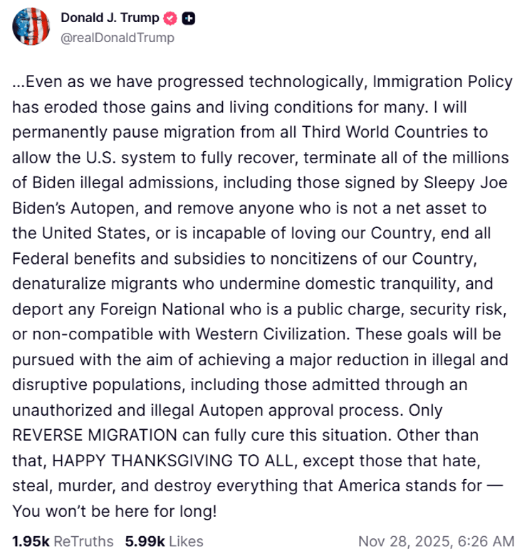 Трамп остановит миграцию в США из стран третьего мира