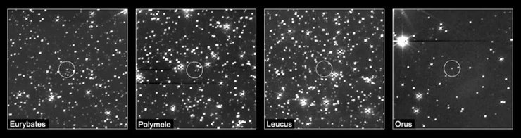 троянські астероїди, Левк, Орус, Еврібат, Полімел, Юпітер
