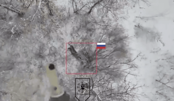 Сброс мины с дрона