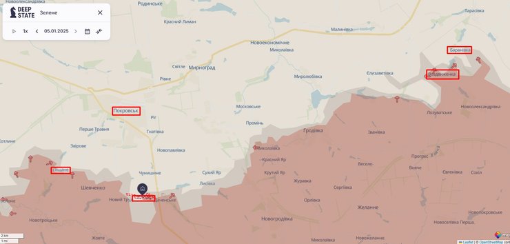 Наступление РФ, карта, 6 января, Покровск