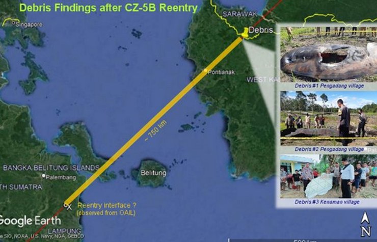 Обломки ракеты Чанчжэн-5В