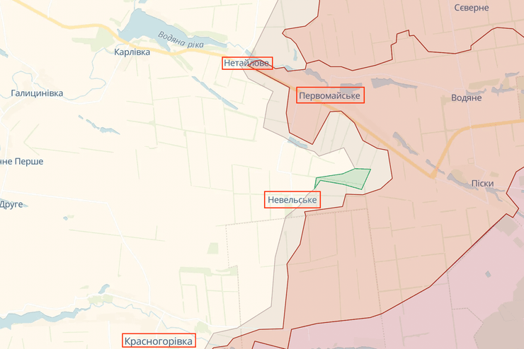 Нетайлове, Первомайське, Невельське, Донецька область, карта війни, карта бойових дій